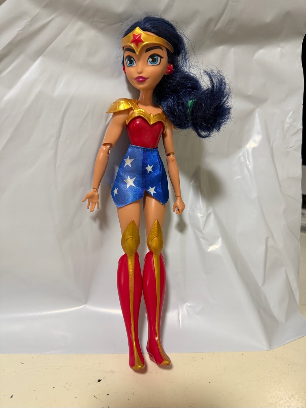 Wonder Woman Style Kids Doll - Red, Blue & Gold